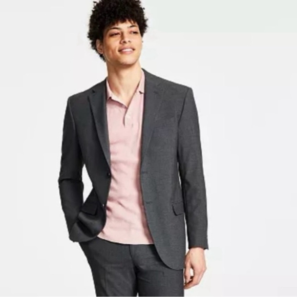DKNY Duran Mens Modern Fit Stretch Charcoal Blazer Suit Jacket Sport Coat 38 Reg - Picture 1 of 7